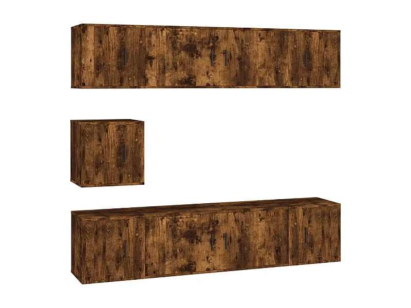 Xarim  Ensemble de meubles TV 7 pcs Chêne fumé Bois d'ingénierie