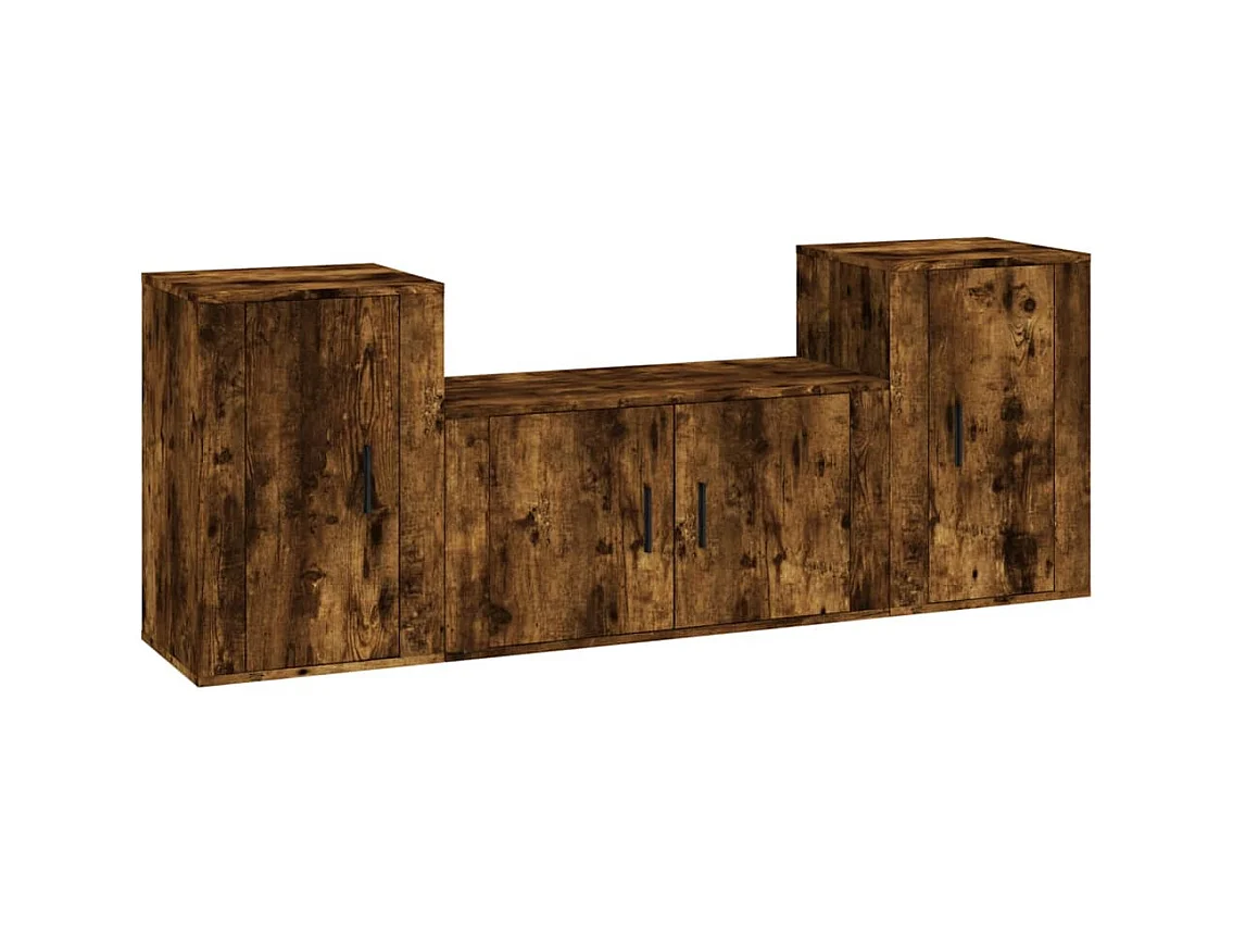 Wynna  Ensemble de meubles TV 3 pcs Chêne fumé Bois d'ingénierie