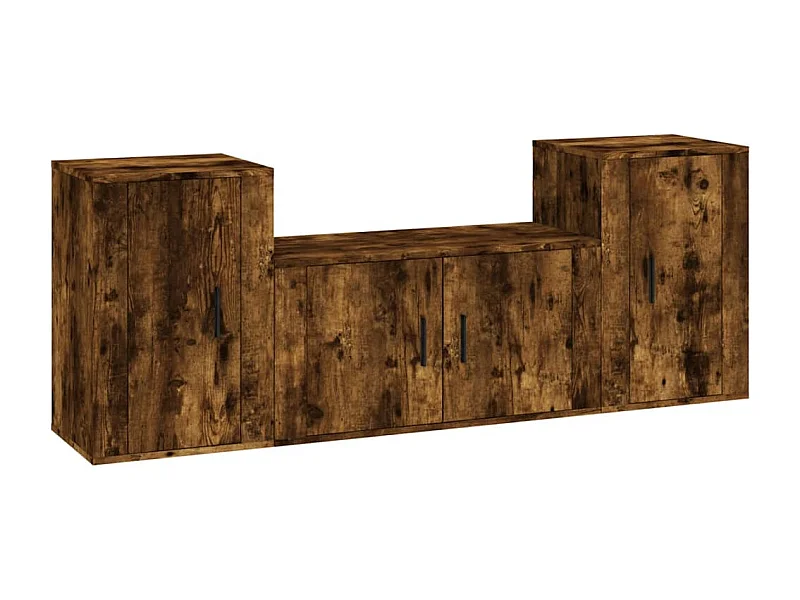 Wynna  Set de muebles de TV 3 pzas madera contrachapada roble ahumado