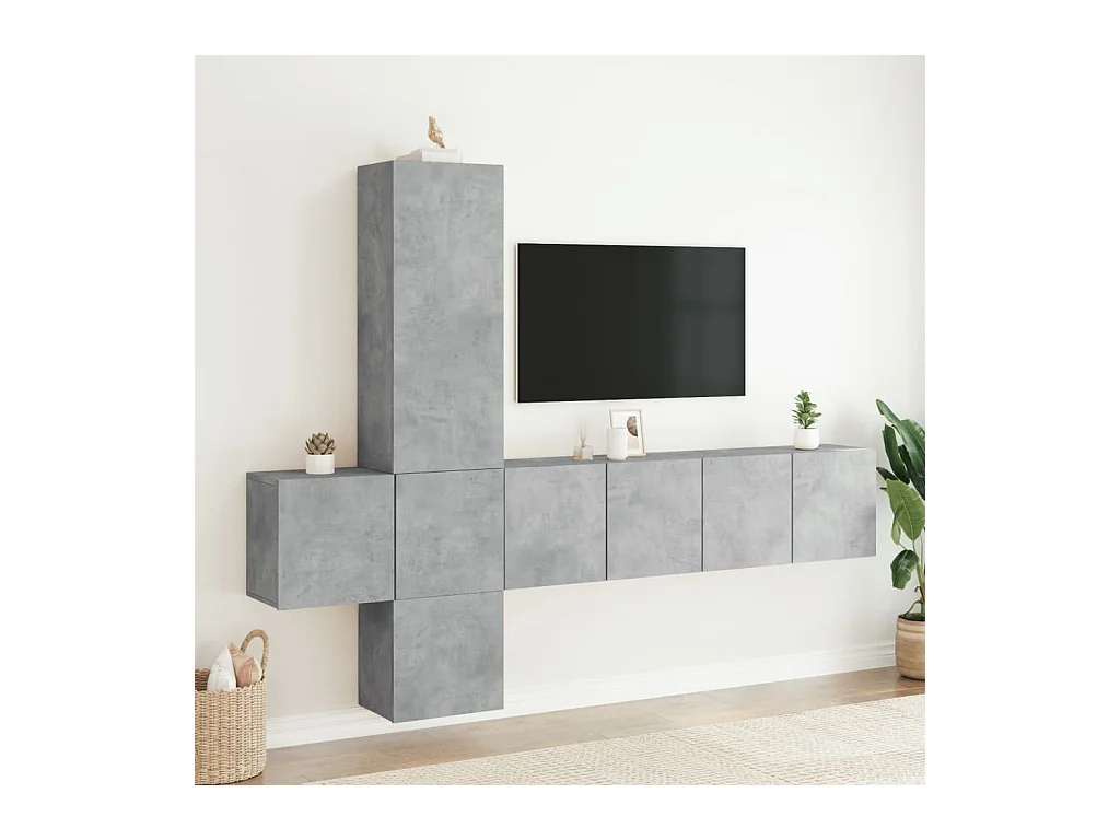 Burr Ridge  Unités murales TV 5 pcs gris béton bois d'ingénierie
