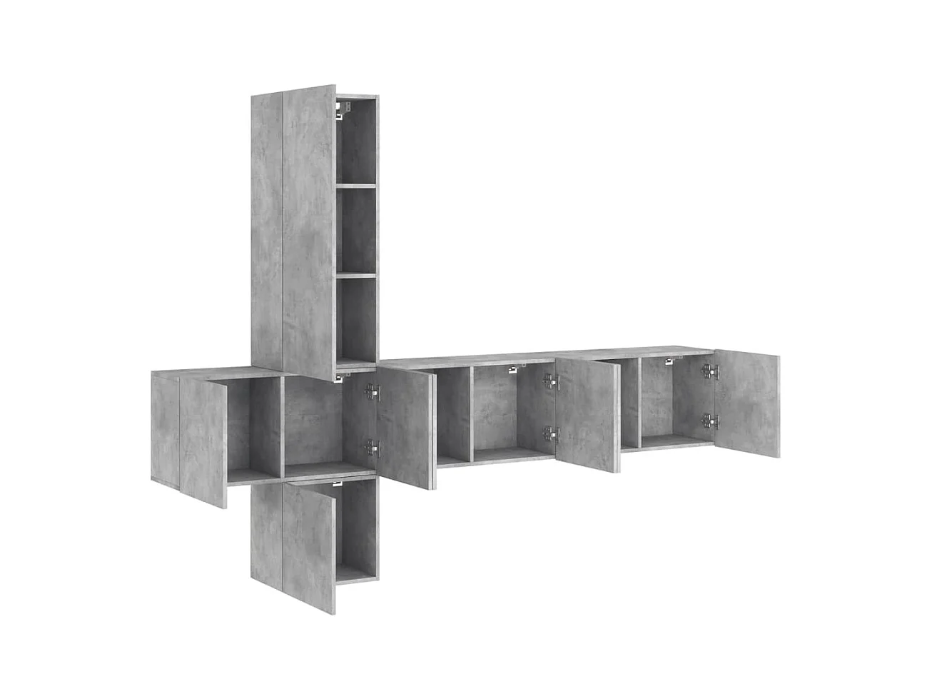 Burr Ridge  Unités murales TV 5 pcs gris béton bois d'ingénierie