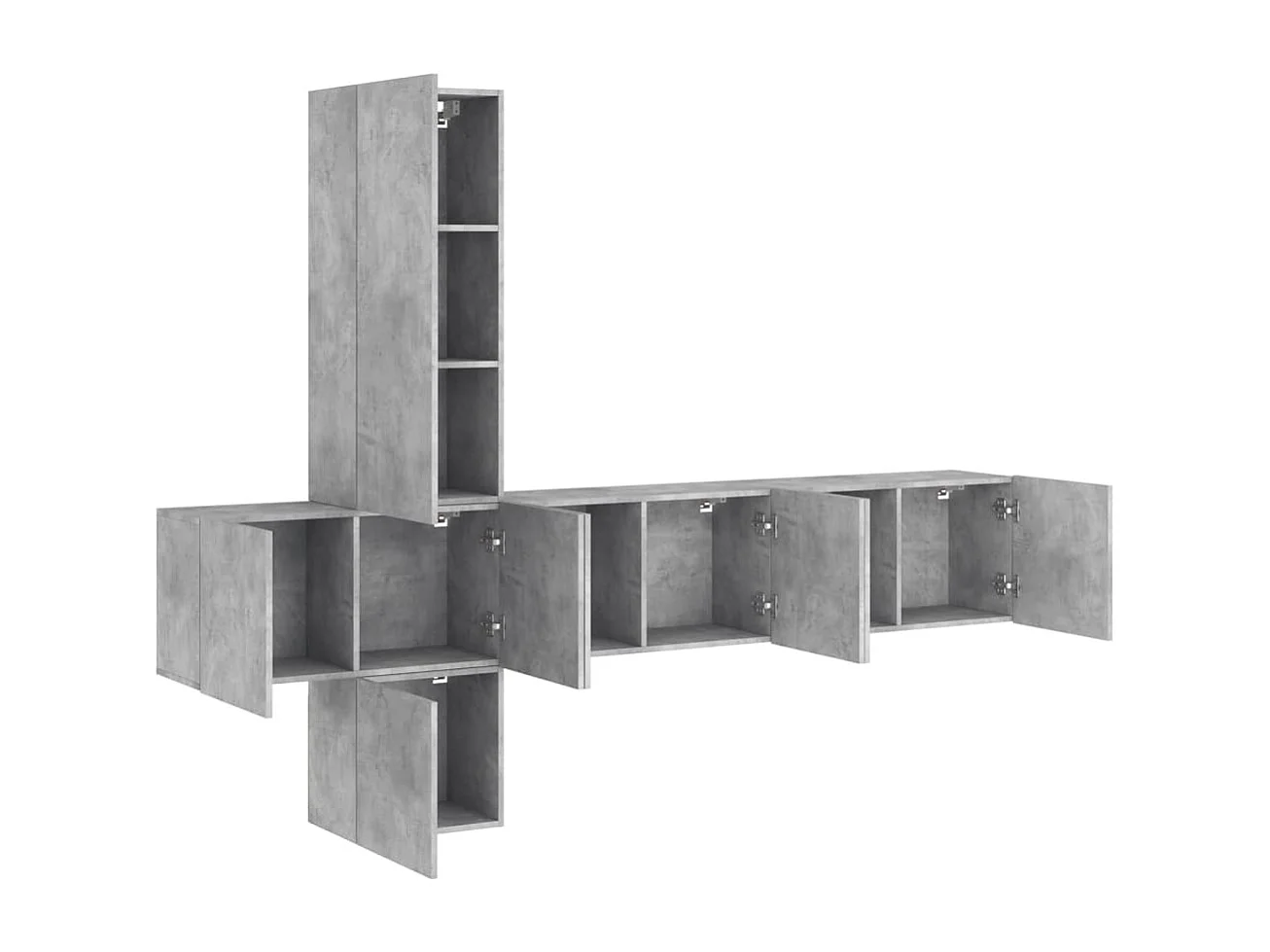 Burr Ridge  Unités murales TV 5 pcs gris béton bois d'ingénierie
