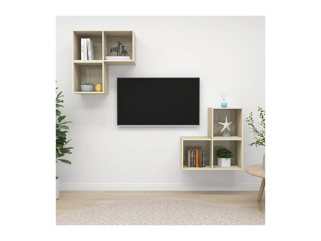 Kiuruvesi  Ensemble de meubles TV 4 pcs Chêne sonoma Bois d'ingénierie
