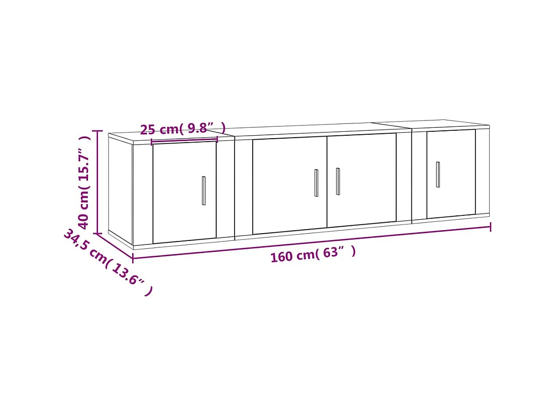 Cevriye  Ensemble de meubles TV 3 pcs Chêne sonoma Bois d'ingénierie