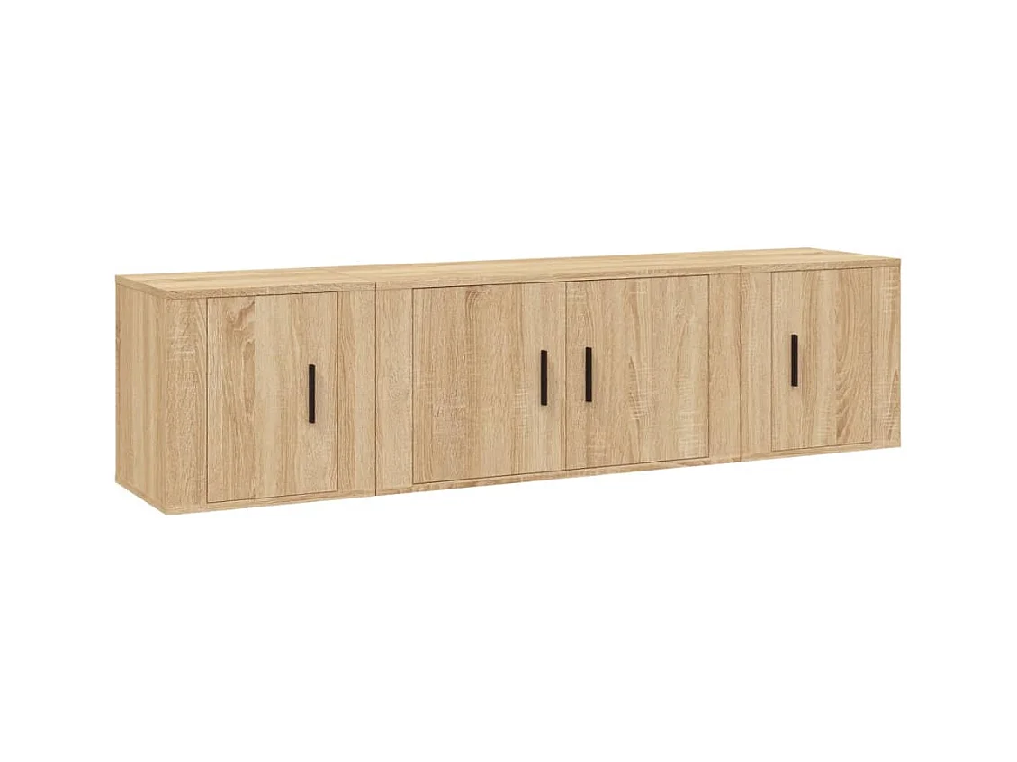 Cevriye  3-delige Tv-meubelset bewerkt hout sonoma eikenkleurig