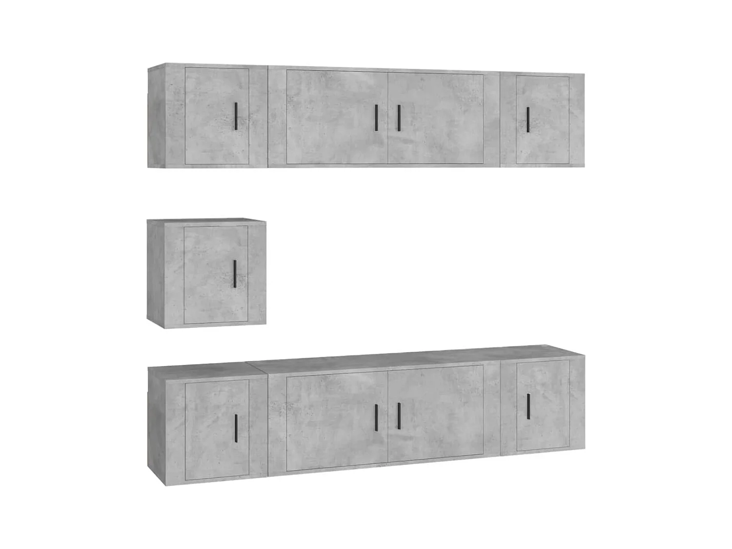 Xarim  Ensemble de meubles TV 7 pcs Gris béton Bois d'ingénierie