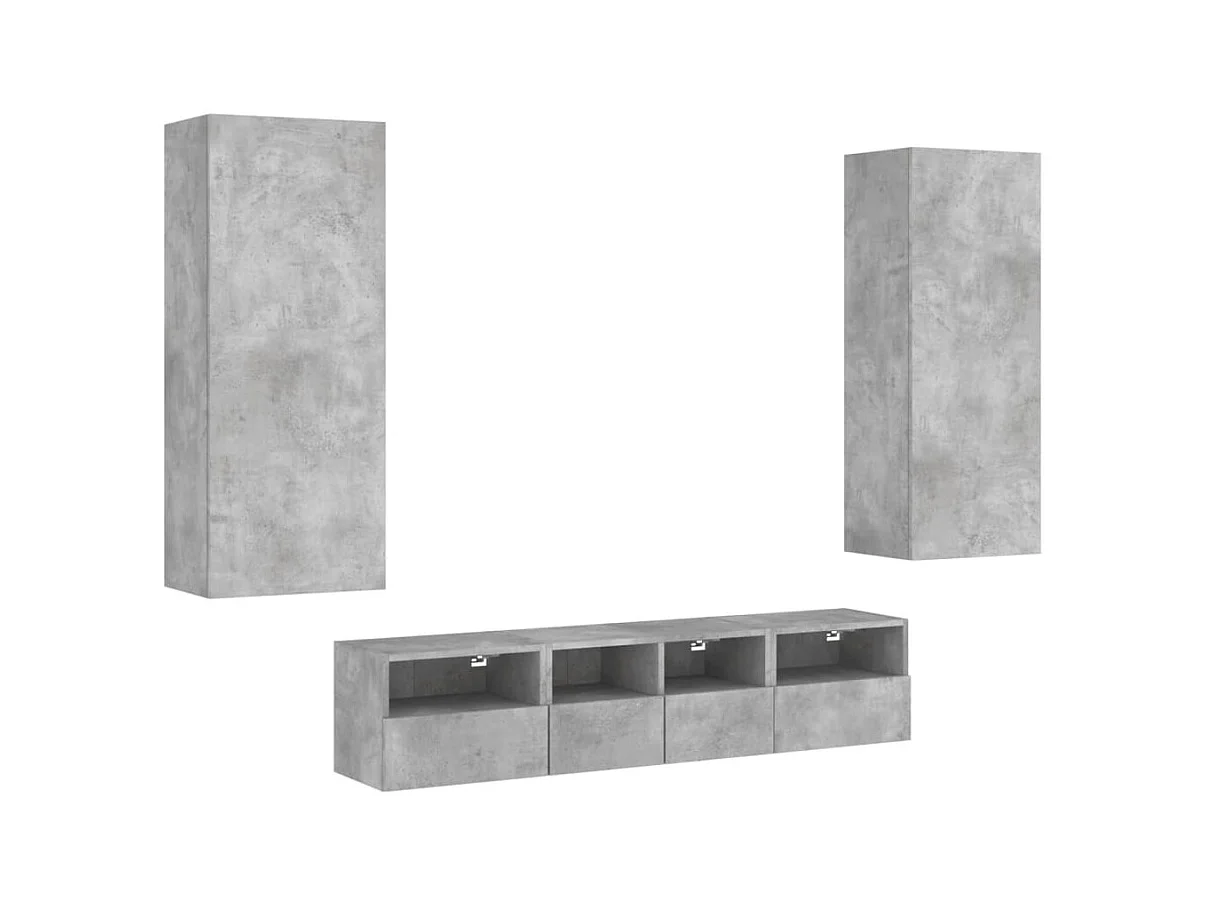 Berk  Unités murales TV 5 pcs gris béton bois d'ingénierie