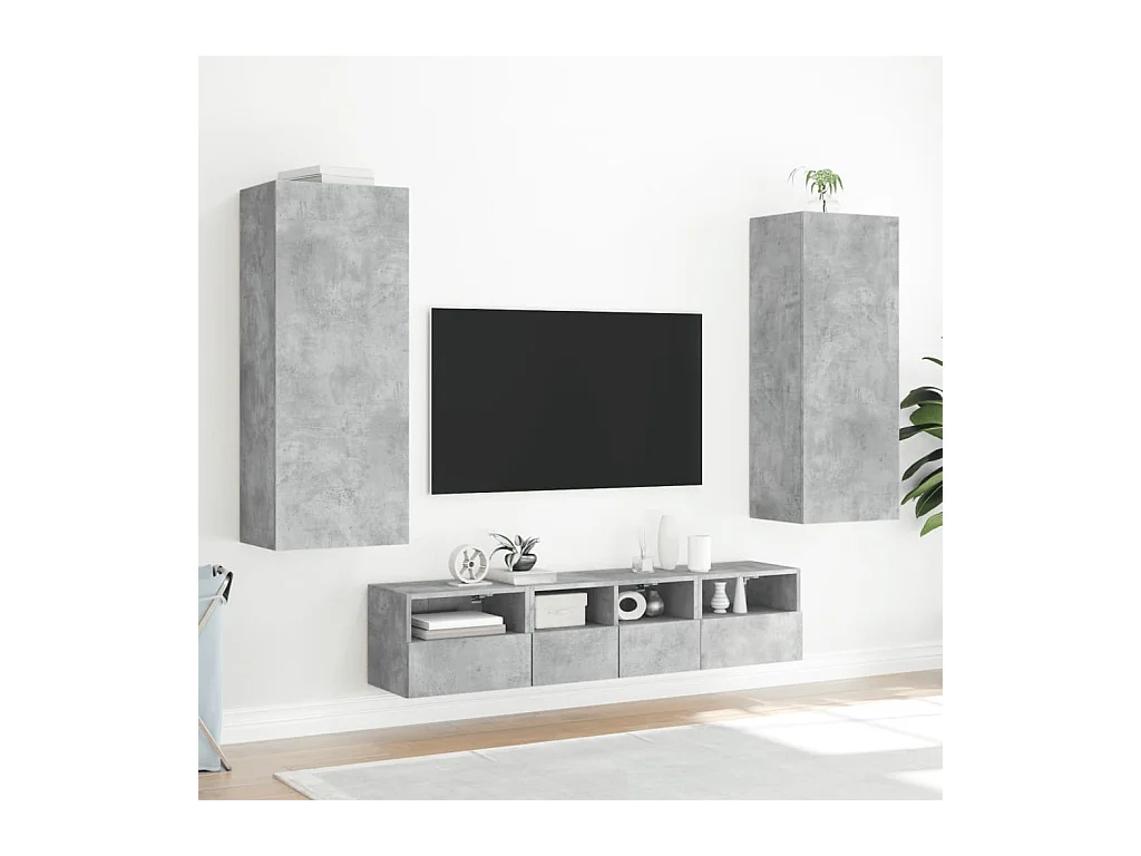 Berk  Unités murales TV 5 pcs gris béton bois d'ingénierie
