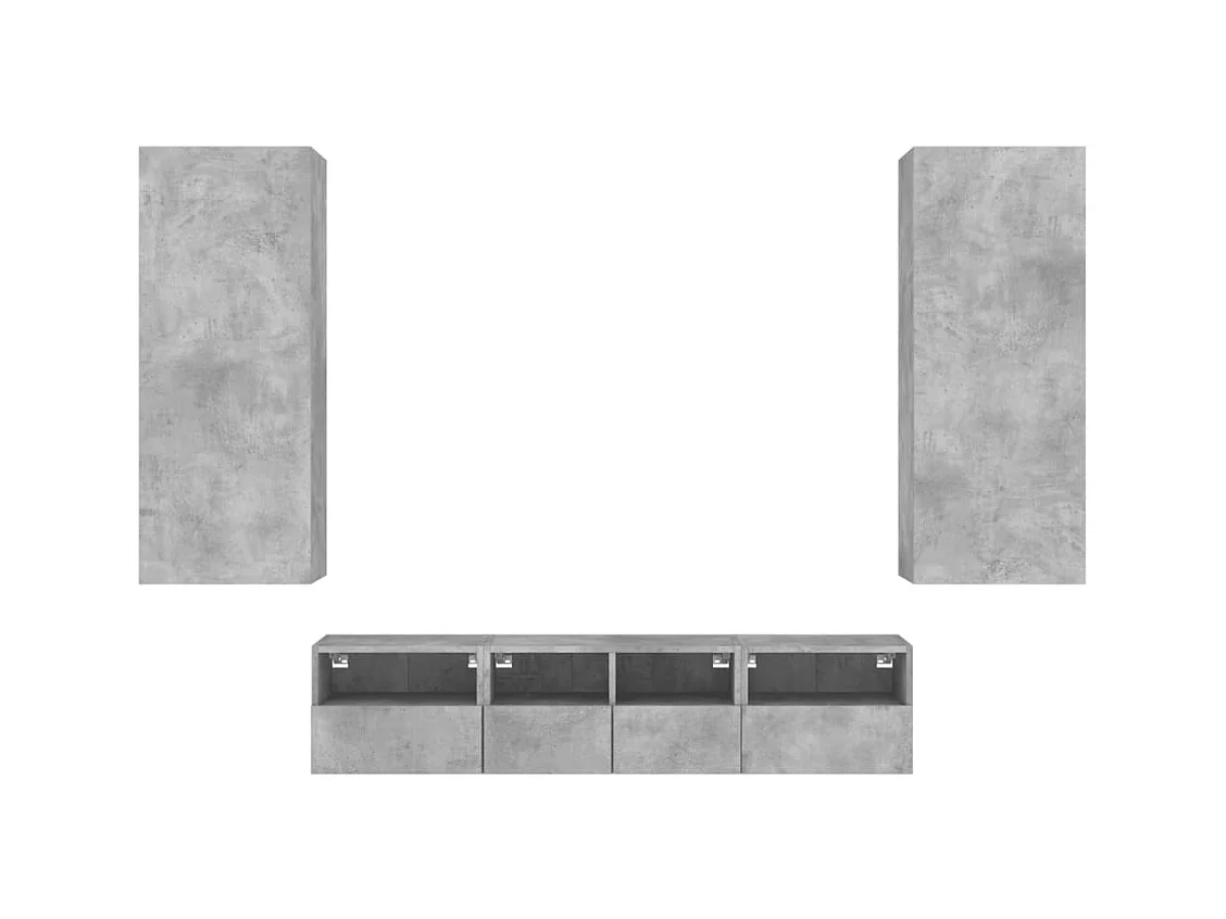 Berk  Unités murales TV 5 pcs gris béton bois d'ingénierie