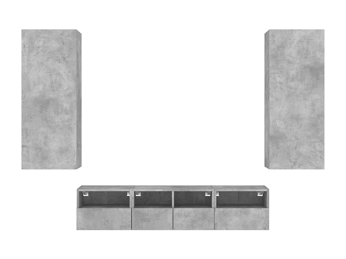 Berk  Unités murales TV 5 pcs gris béton bois d'ingénierie