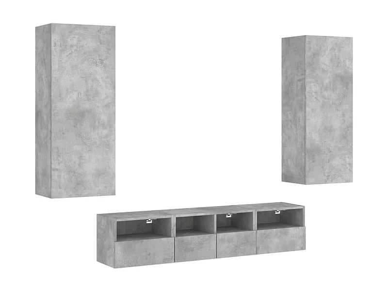 Berk  Muebles de TV de pared 5 pzas madera ingeniería gris hormigón