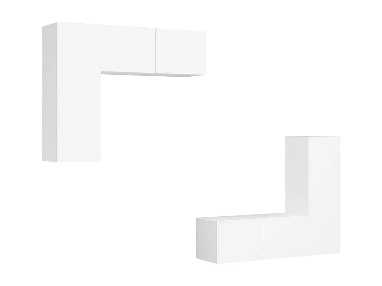 Chelles  Set de muebles de salón TV 4 piezas madera de ingeniería blanco