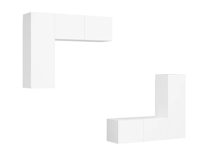 Chelles  Set de muebles de salón TV 4 piezas madera de ingeniería blanco