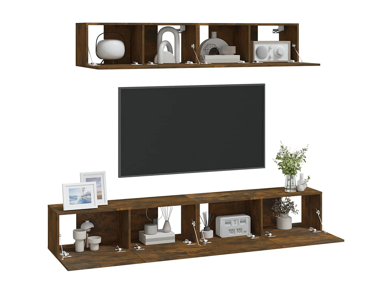 Isandro  Ensemble de meubles TV 4 pcs Chêne fumé Bois d'ingénierie