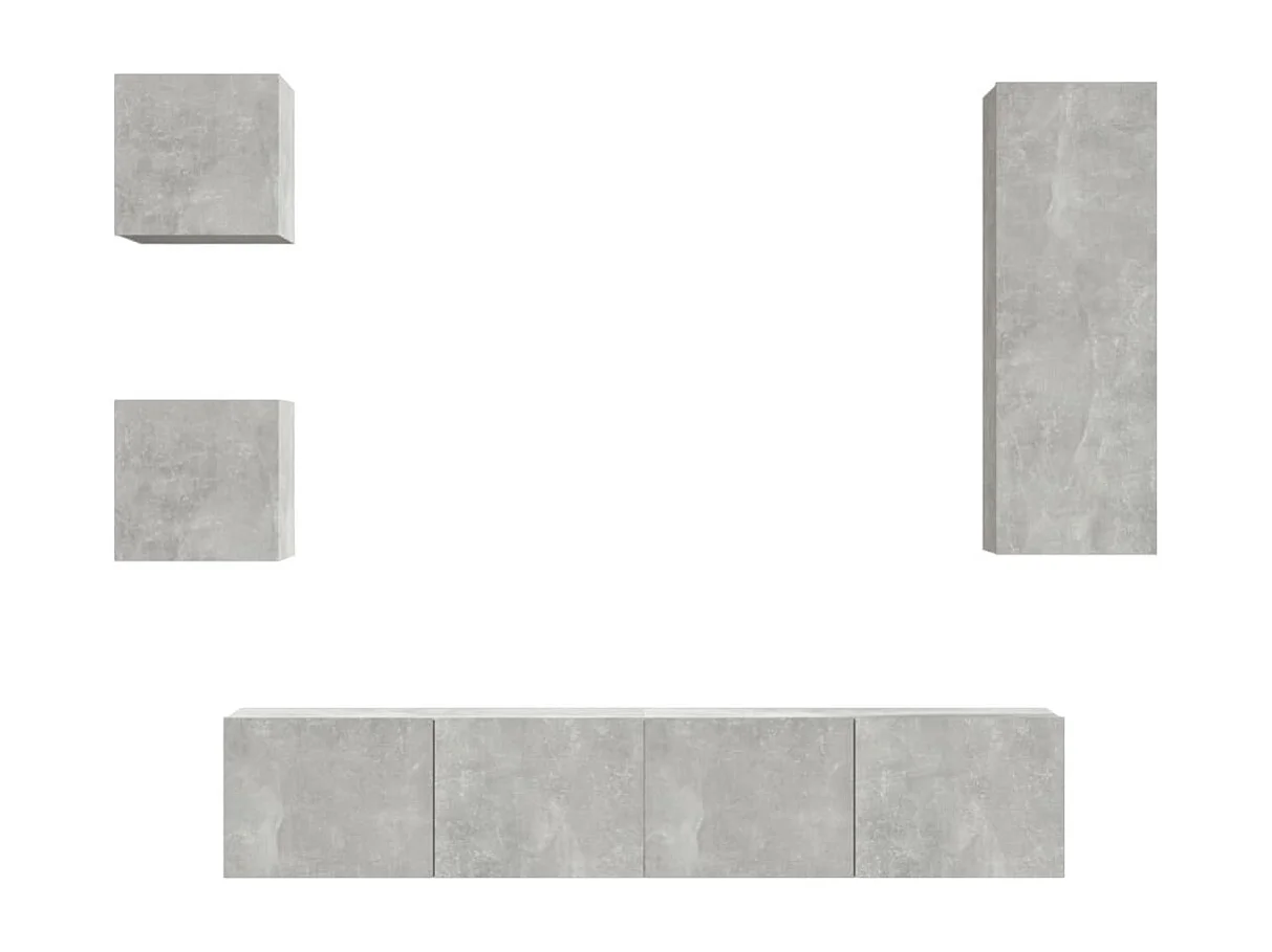 Garden Furniture -  Set de muebles de TV 5 pzas madera contrachapada gris hormigón