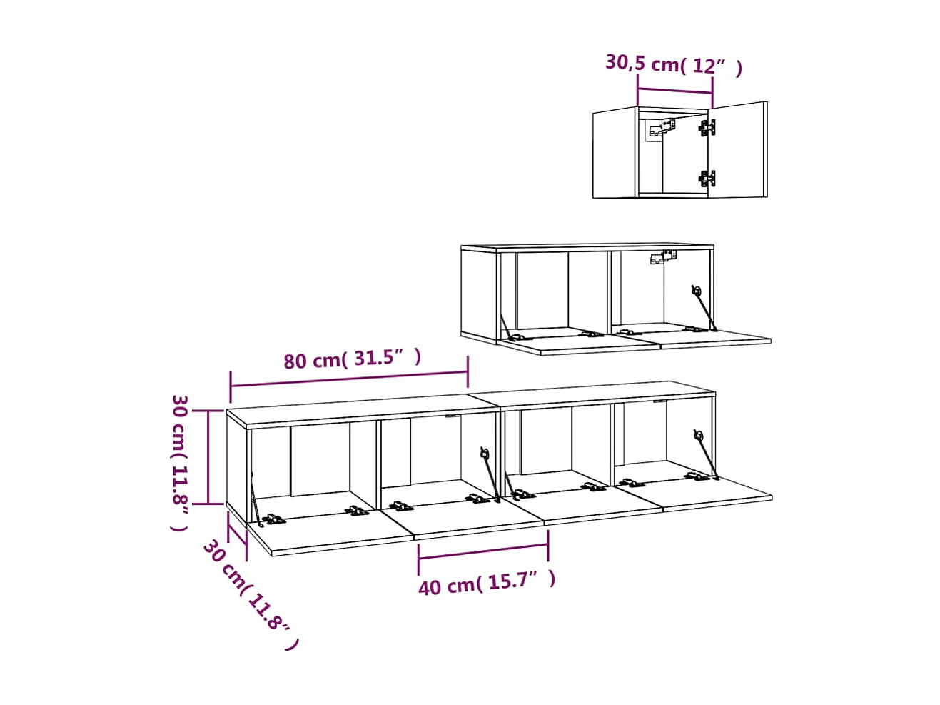 Jean-Louis  Ensemble de meubles TV 4 pcs Sonoma gris Bois d'ingénierie
