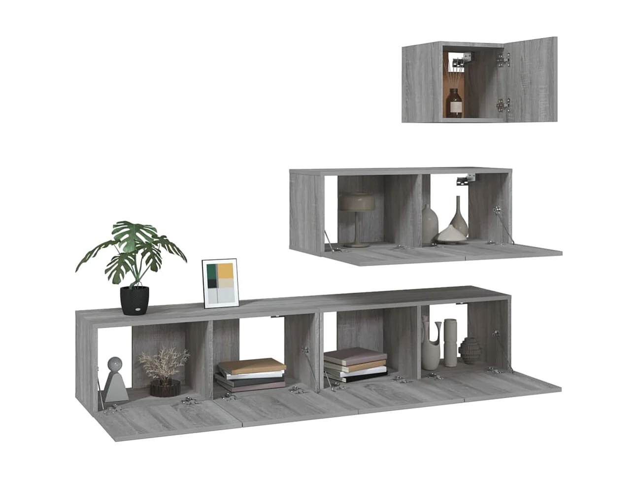 Jean-Louis  Ensemble de meubles TV 4 pcs Sonoma gris Bois d'ingénierie