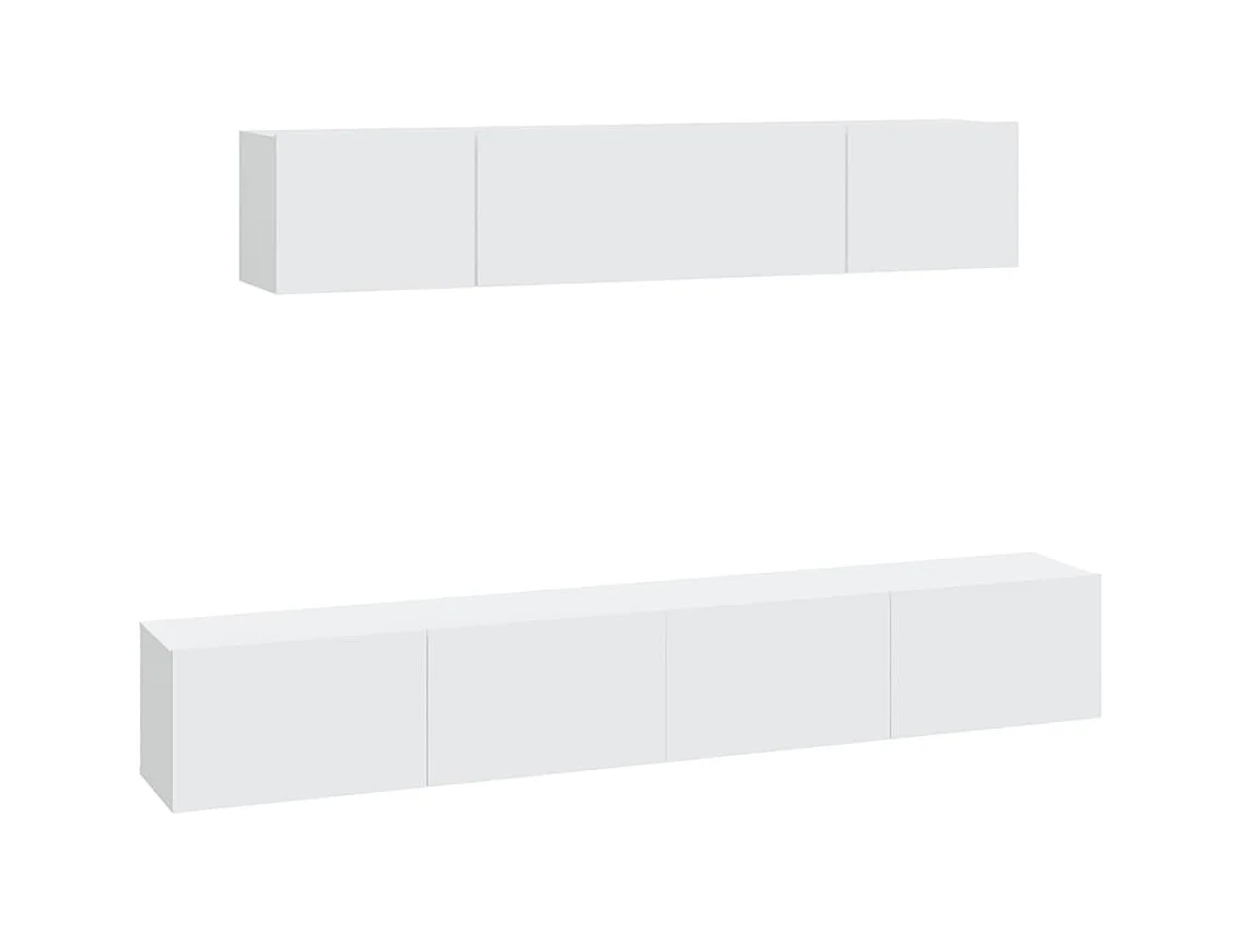 Isandro  Ensemble de meubles TV 4 pcs Blanc Bois d'ingénierie