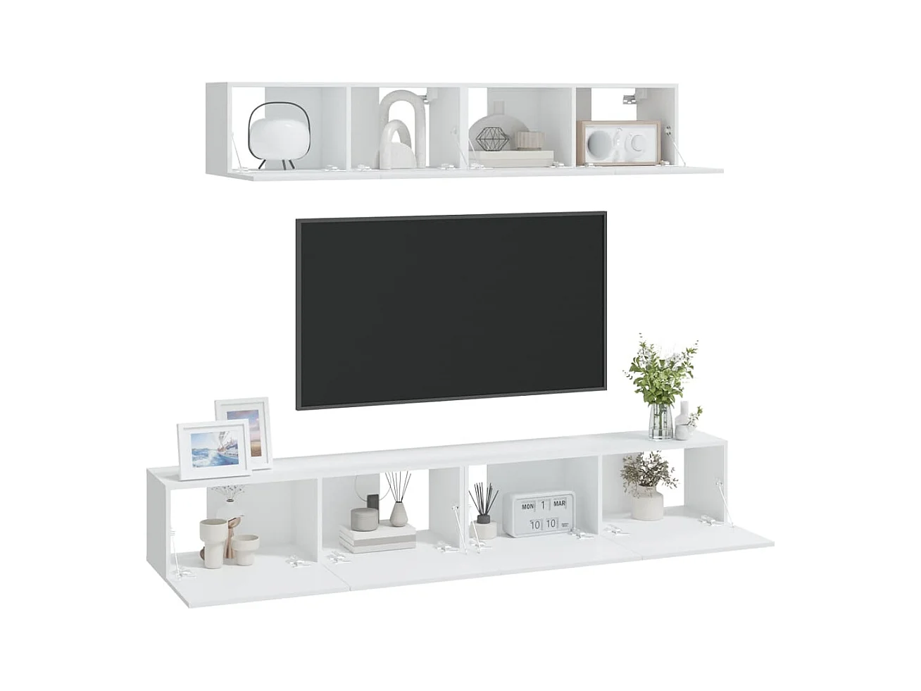 Isandro  Ensemble de meubles TV 4 pcs Blanc Bois d'ingénierie