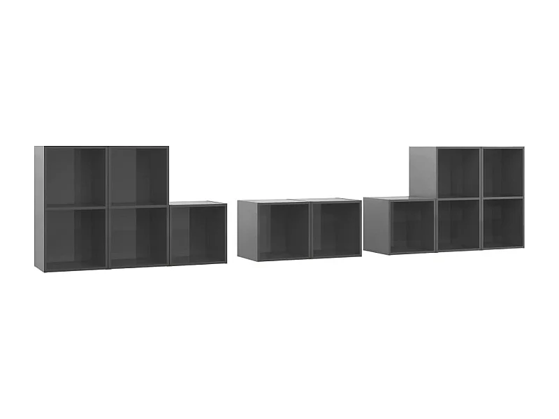 Wylie  Ensemble de meubles TV 8 pcs Gris brillant Bois d'ingénierie