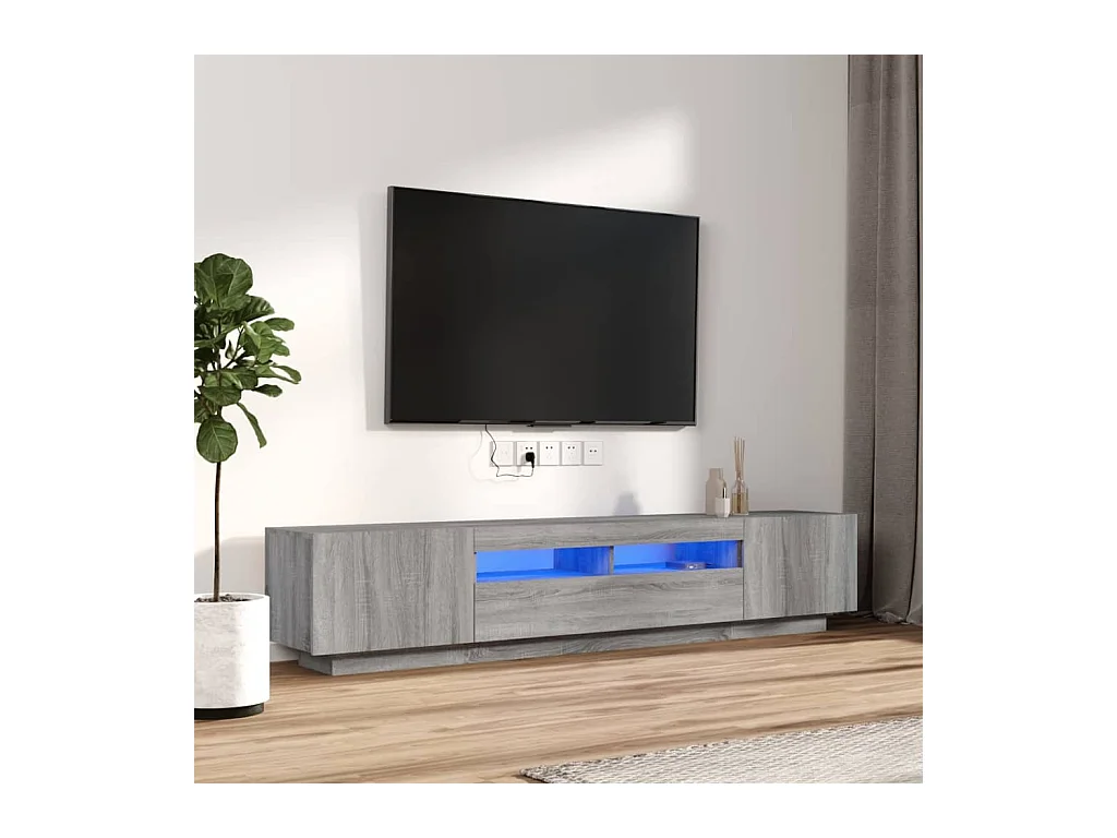 Havva  Ensemble de meubles TV avec lumières LED 2 pcs Sonoma gris