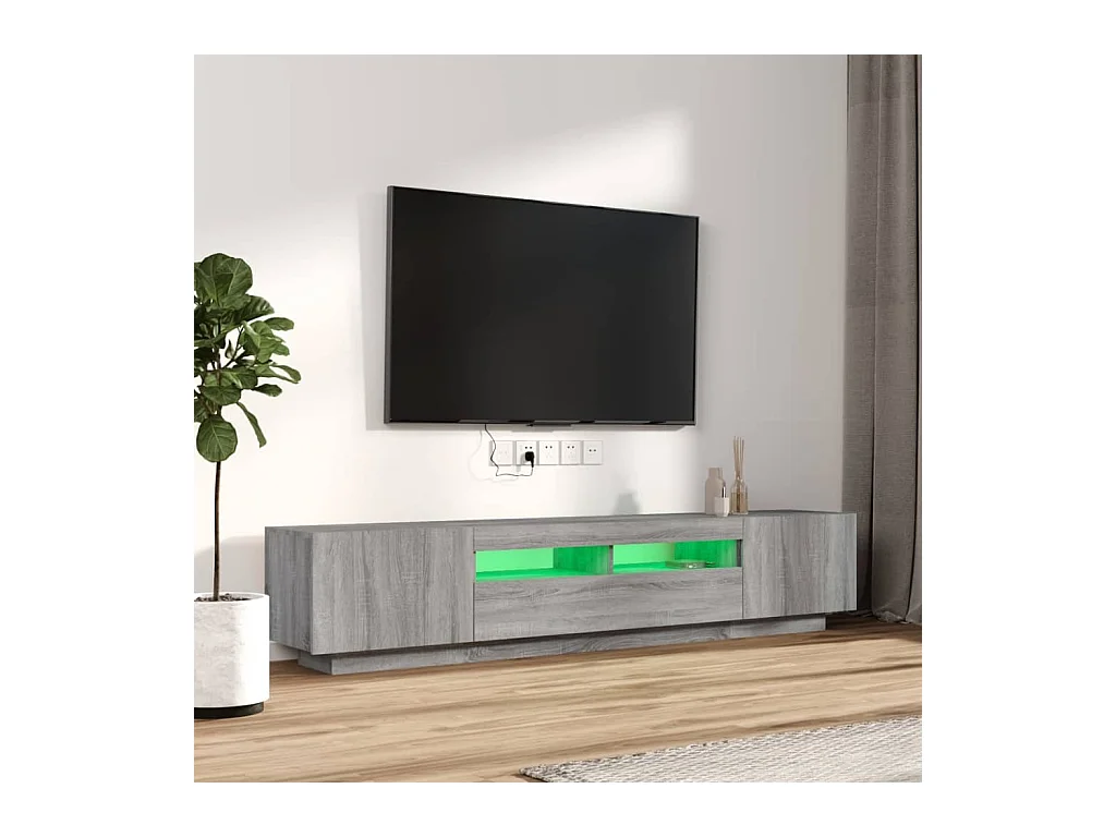 Havva  Ensemble de meubles TV avec lumières LED 2 pcs Sonoma gris