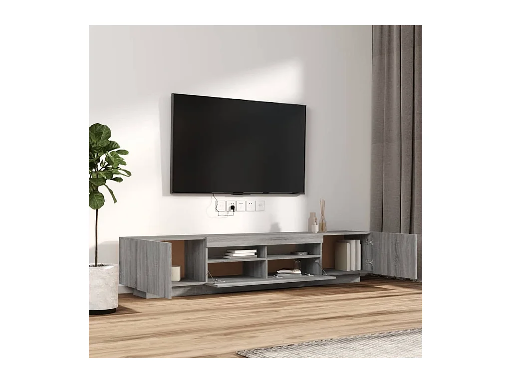 Havva  Ensemble de meubles TV avec lumières LED 2 pcs Sonoma gris