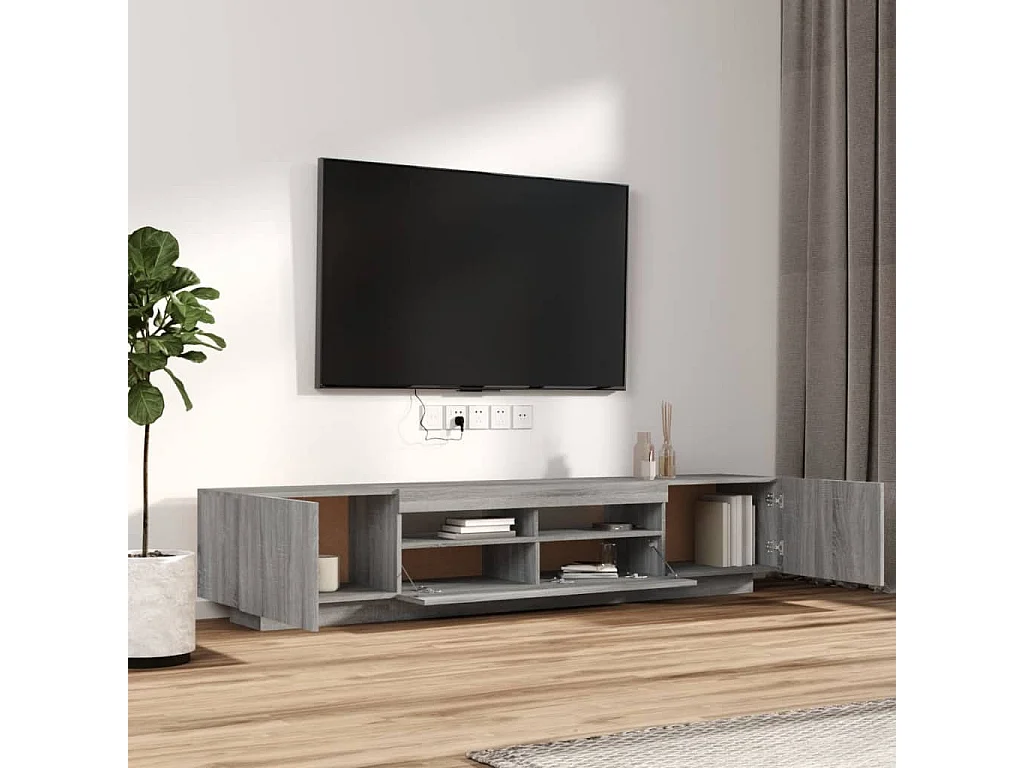 Havva  Ensemble de meubles TV avec lumières LED 2 pcs Sonoma gris
