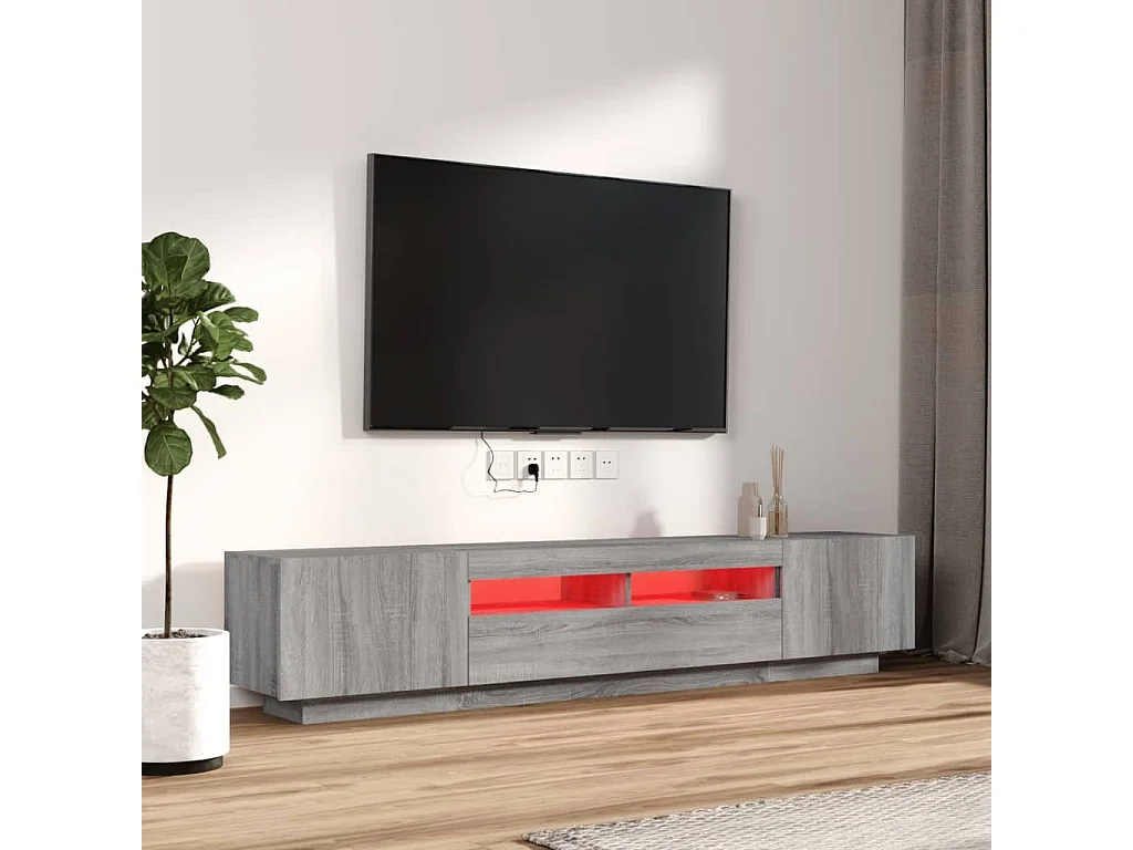 Havva  Set muebles TV con LEDs 2 pzas madera contrachapada gris Sonoma