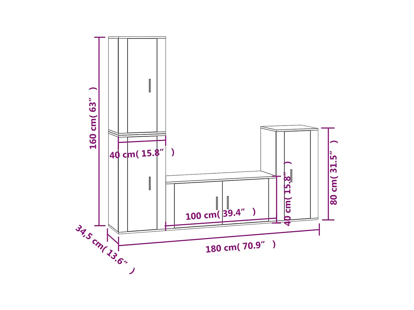 Nîmes  Ensemble de meubles TV 4 pcs Blanc Bois d'ingénierie