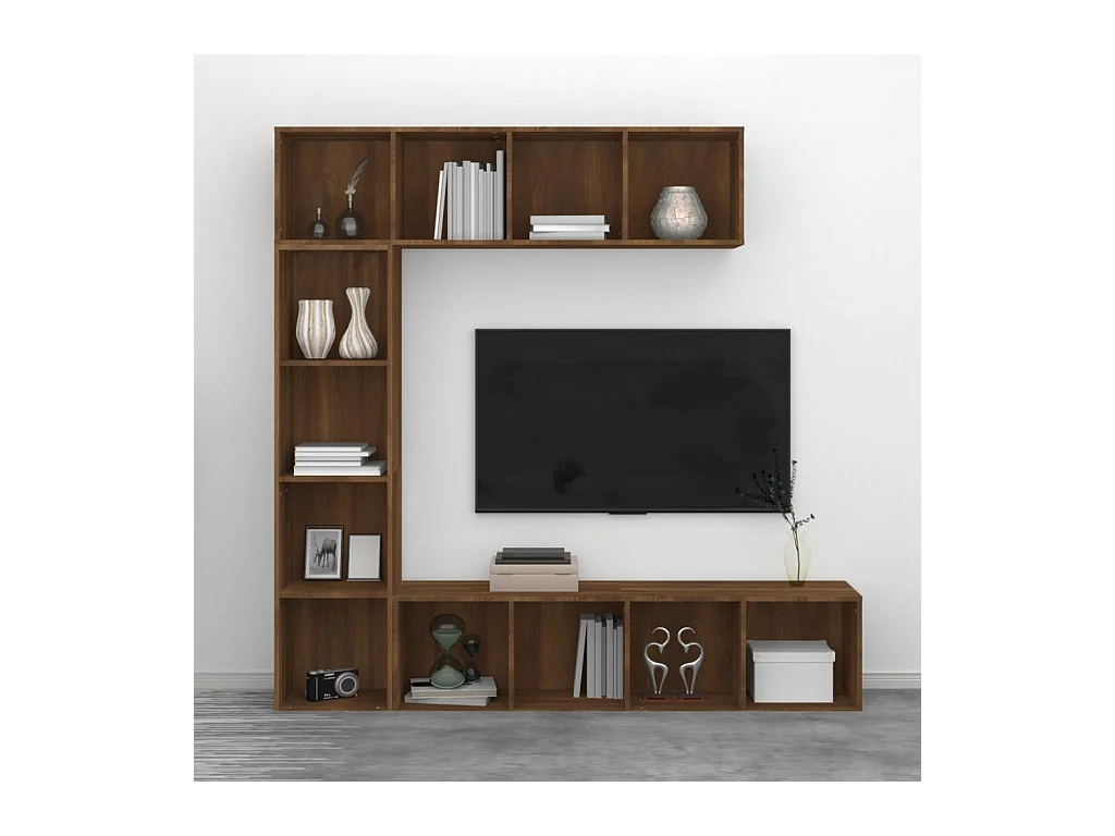 Elida  Ensemble bibliothèque/meuble TV 3 pcs Chêne marron 180x30x180cm