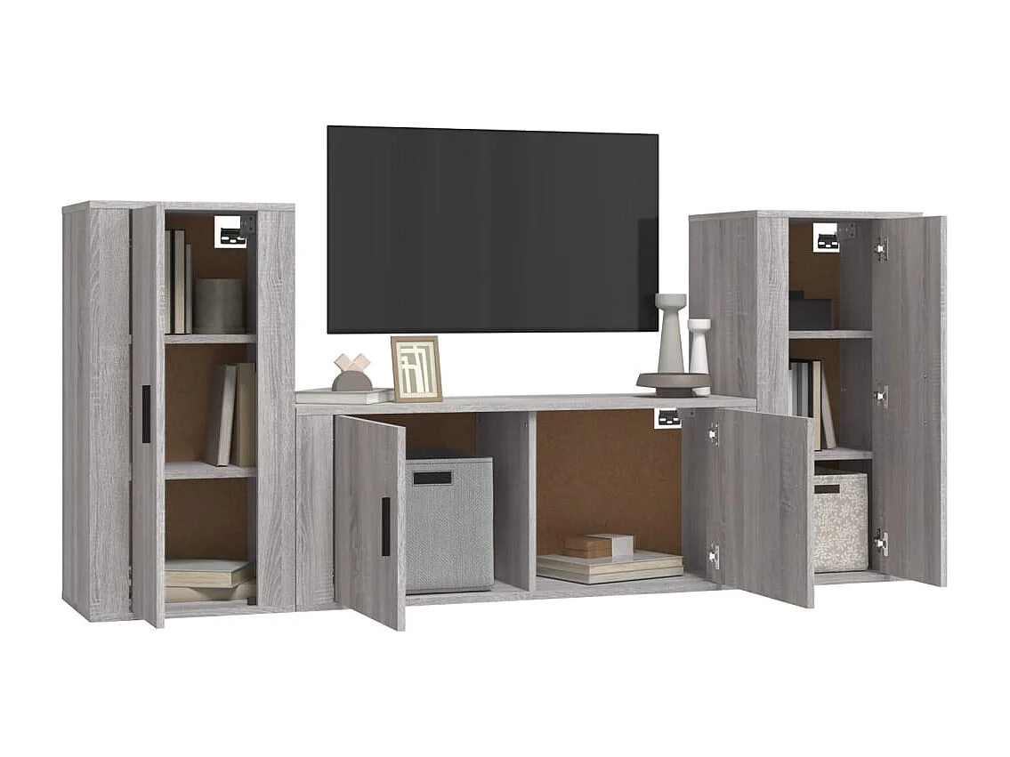 Xira  Ensemble de meubles TV 3 pcs Sonoma gris Bois d'ingénierie