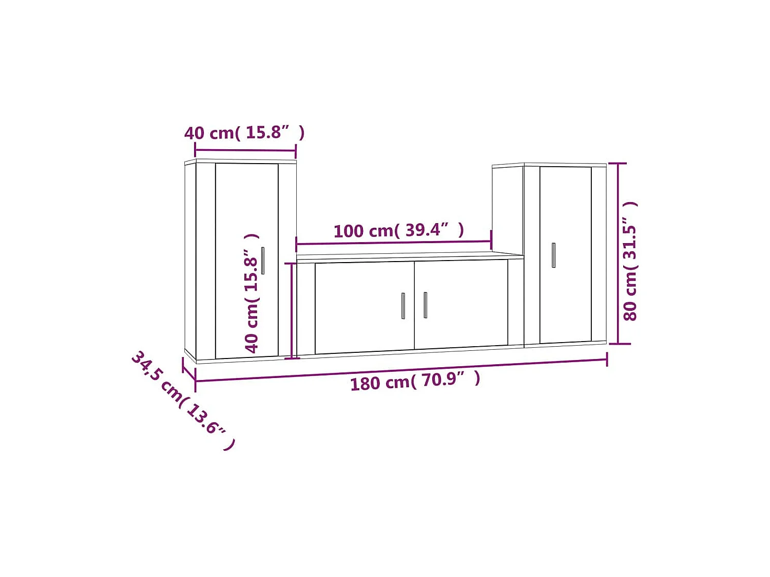 Xira  Ensemble de meubles TV 3 pcs Sonoma gris Bois d'ingénierie