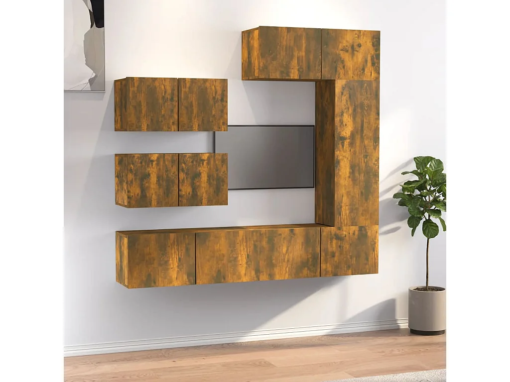 Garden Furniture -  6-delige Tv-meubelset bewerkt hout gerookt eikenkleurig