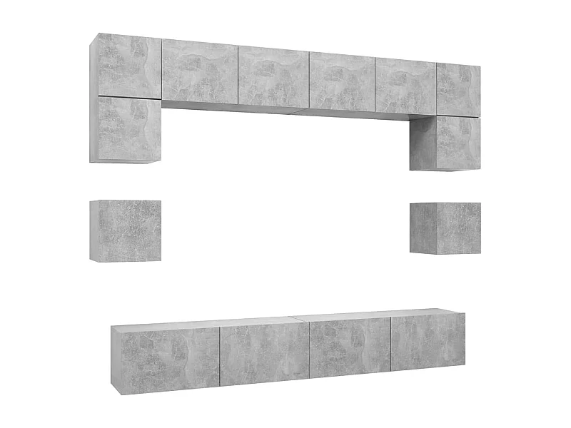 Niort  Ensemble de meubles TV 8 pcs Gris béton Bois d'ingénierie