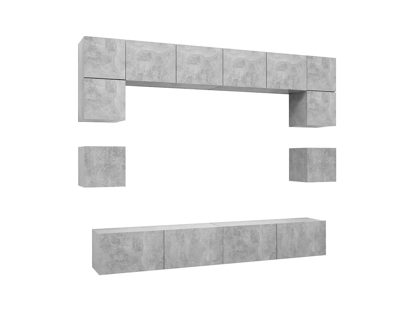 Niort  Ensemble de meubles TV 8 pcs Gris béton Bois d'ingénierie