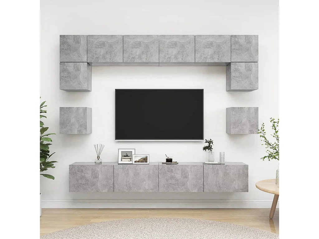 Niort  Ensemble de meubles TV 8 pcs Gris béton Bois d'ingénierie