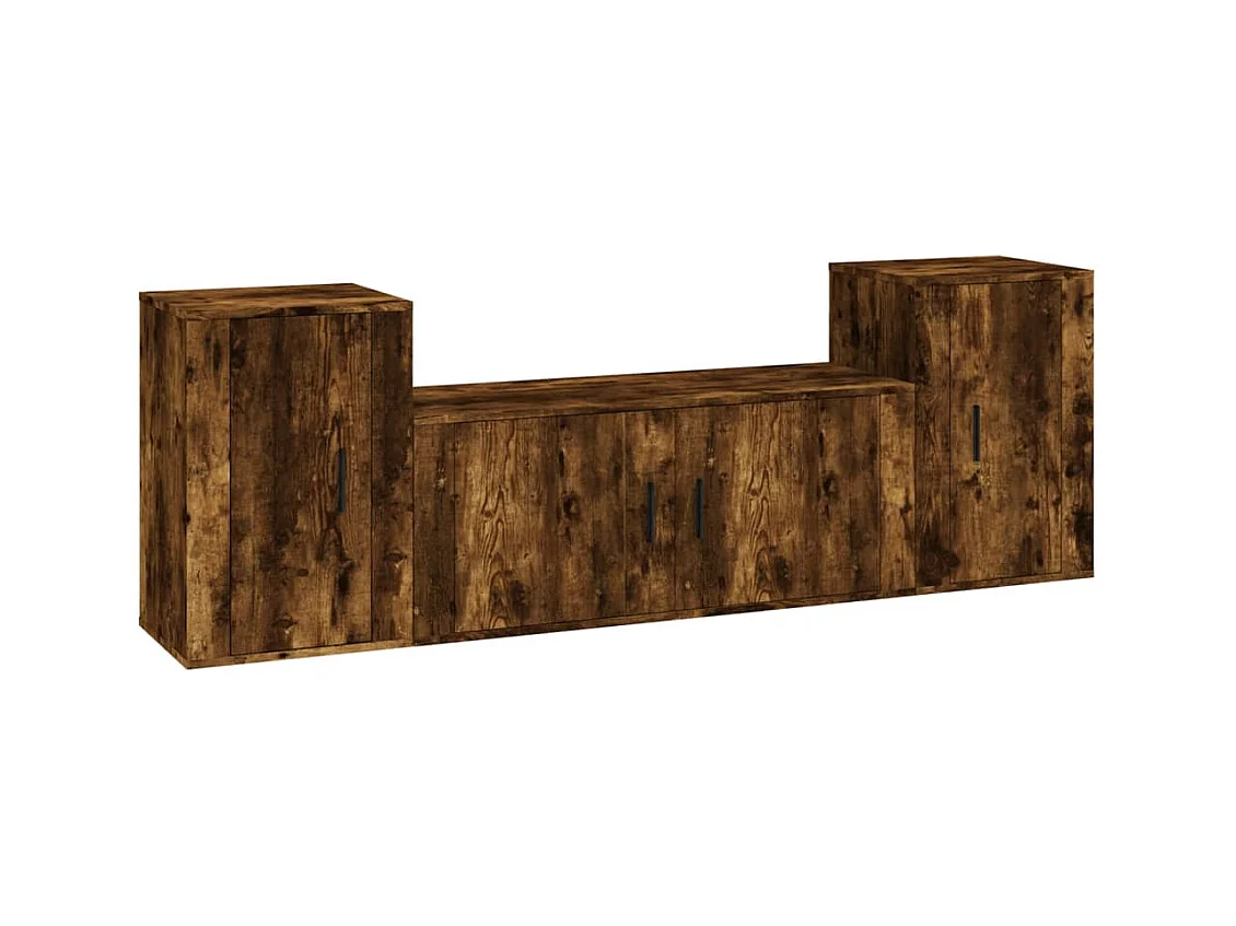 Leo  Ensemble de meubles TV 3 pcs Chêne fumé Bois d'ingénierie
