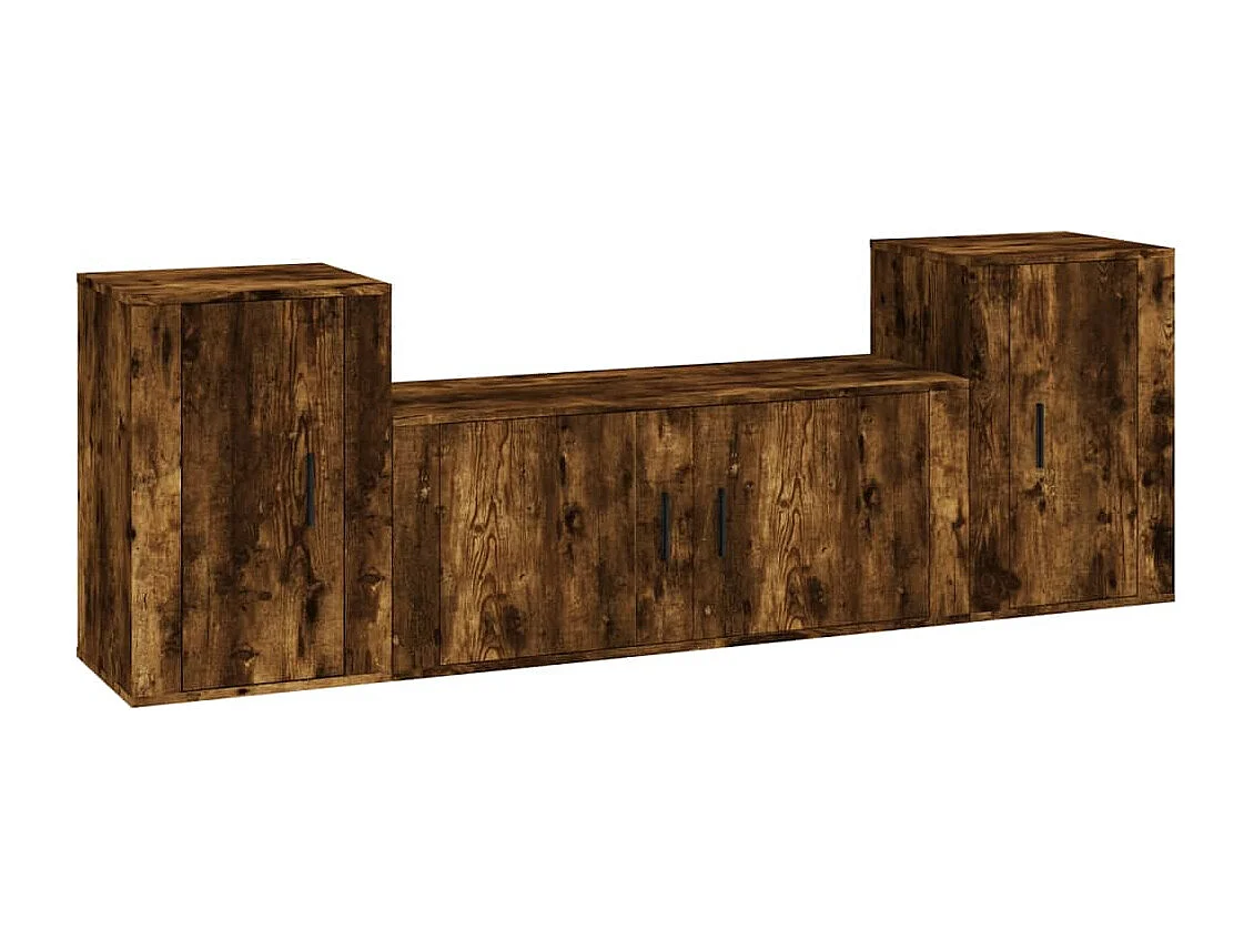 Leo  Ensemble de meubles TV 3 pcs Chêne fumé Bois d'ingénierie