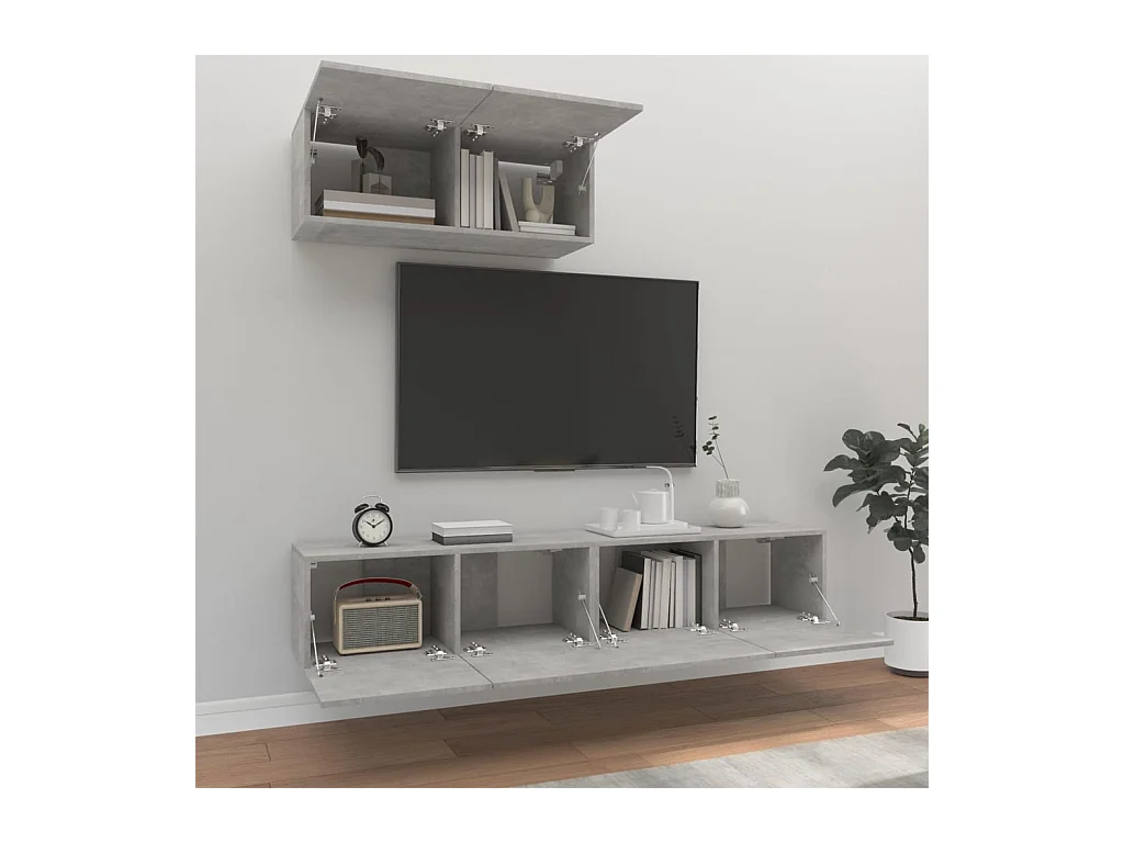 Batesburg-Leesville  Ensemble de meubles TV 3 pcs Gris béton Bois d'ingénierie