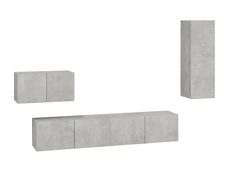 Elwin  Set de muebles de TV 4 pzas madera contrachapada gris hormigón