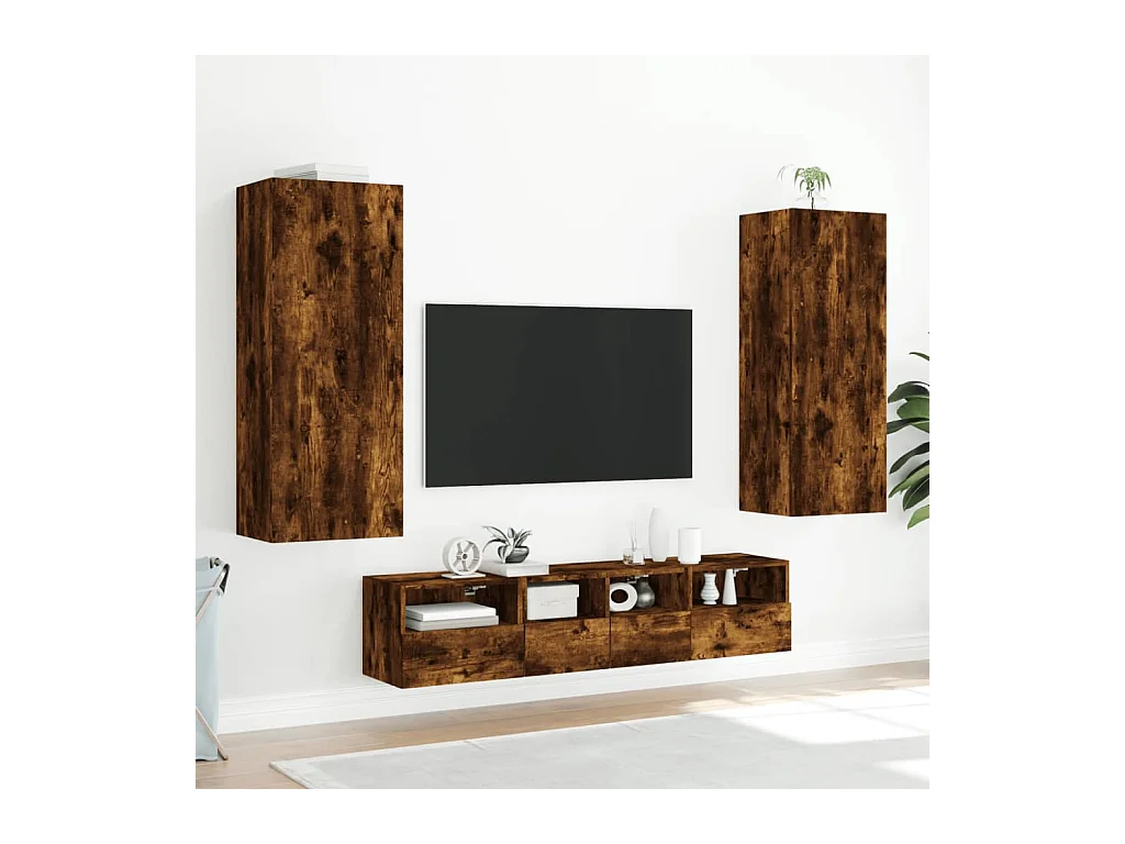 Berk  Muebles de TV de pared 5 pzas madera ingeniería roble ahumado