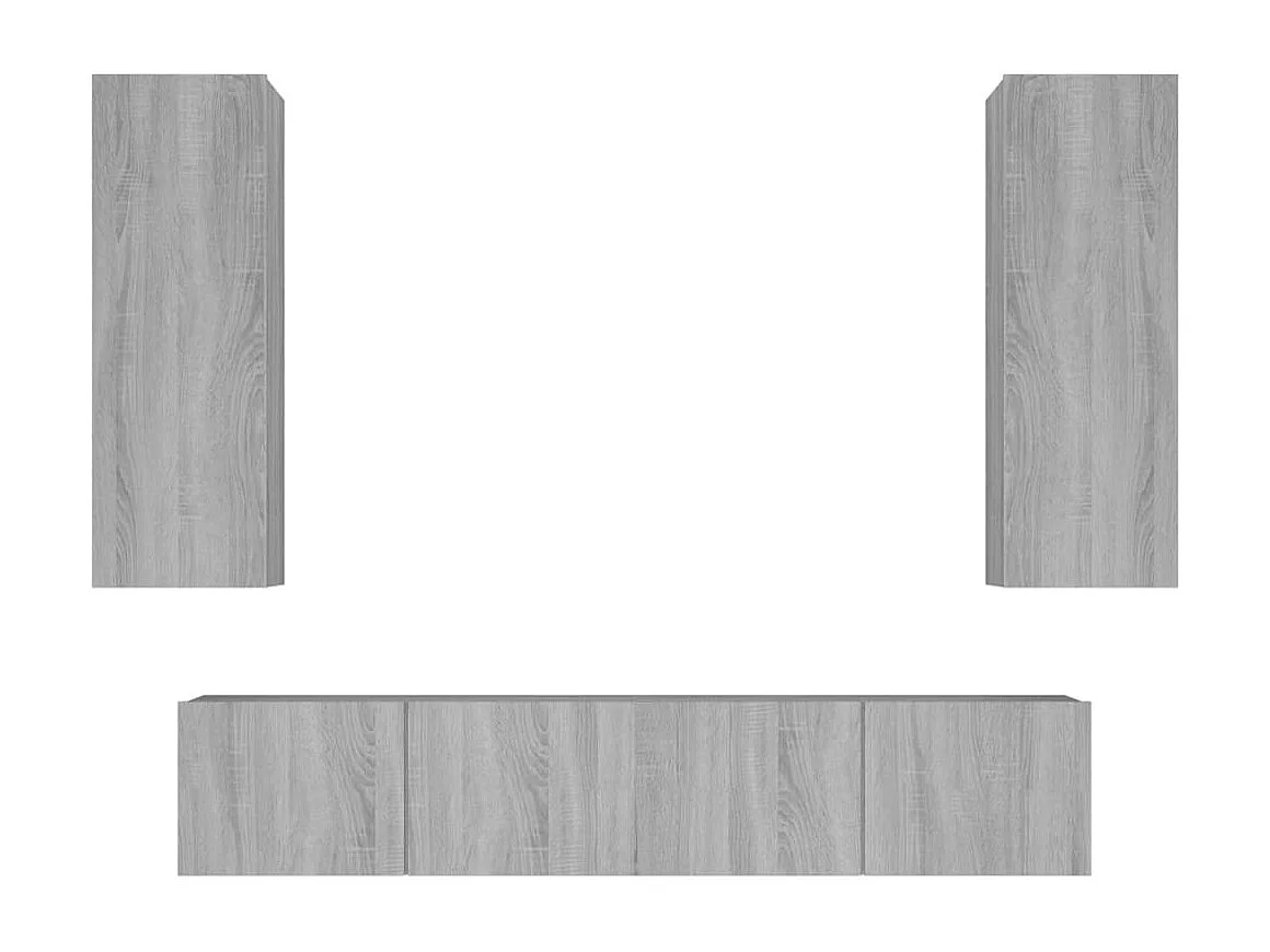 Cloverport  4-delige Tv-meubelset bewerkt hout grijs sonoma eikenkleurig