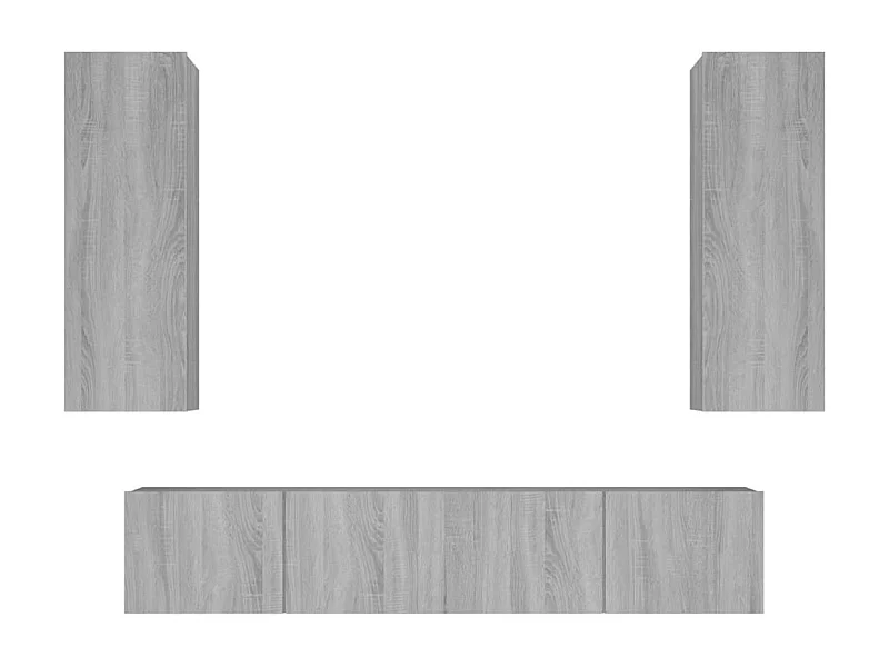 Cloverport  4-delige Tv-meubelset bewerkt hout grijs sonoma eikenkleurig