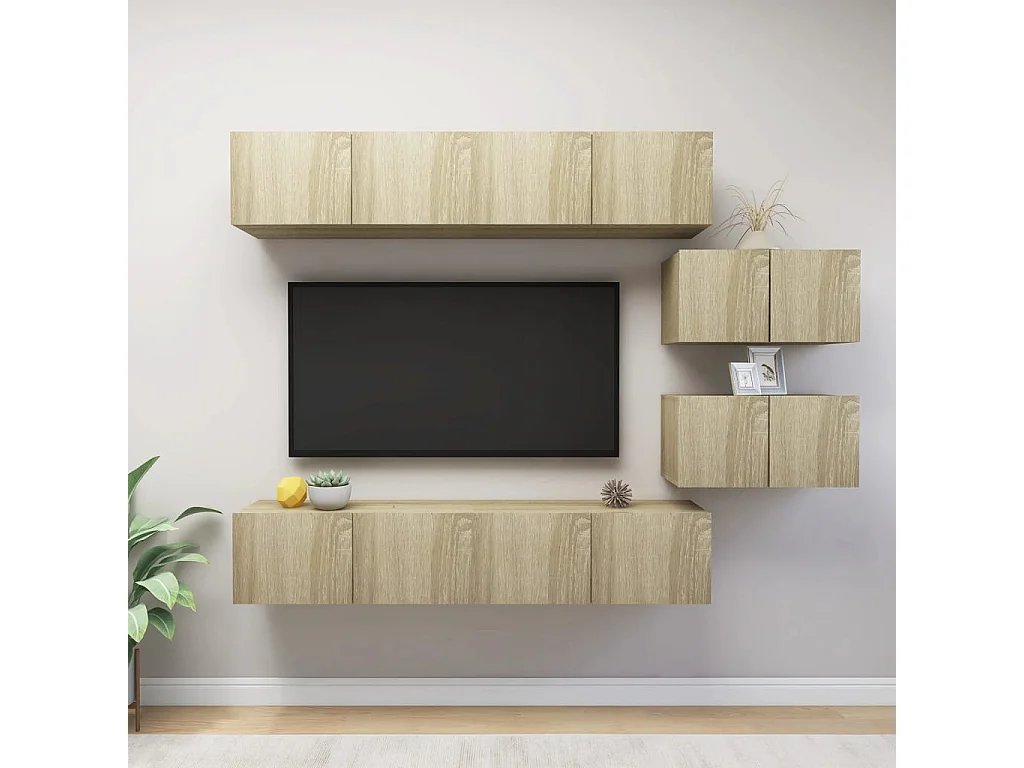 Clara  Ensemble de meuble TV 6 pcs Chêne sonoma Bois d'ingénierie