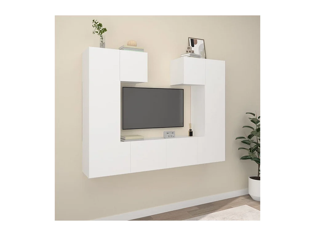 Nawal  Ensemble de meubles TV 6 pcs Blanc Bois d'ingénierie