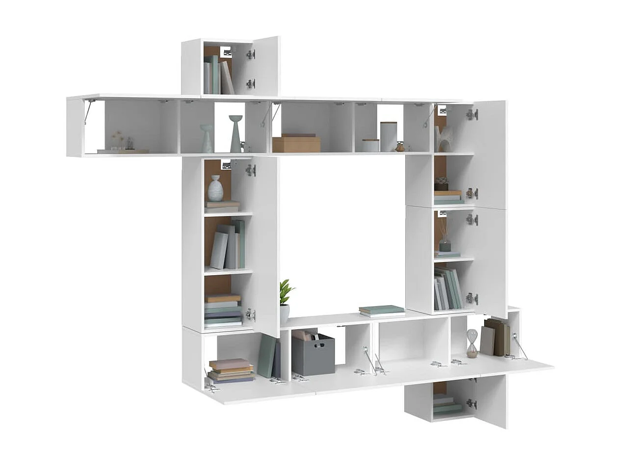 Manal  Ensemble de meubles TV 9 pcs Blanc Bois d'ingénierie