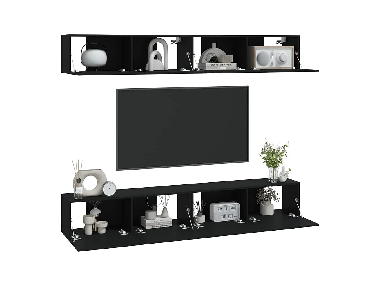 Assumption  Meubles TV muraux 4 pcs Noir 100x30x30 cm