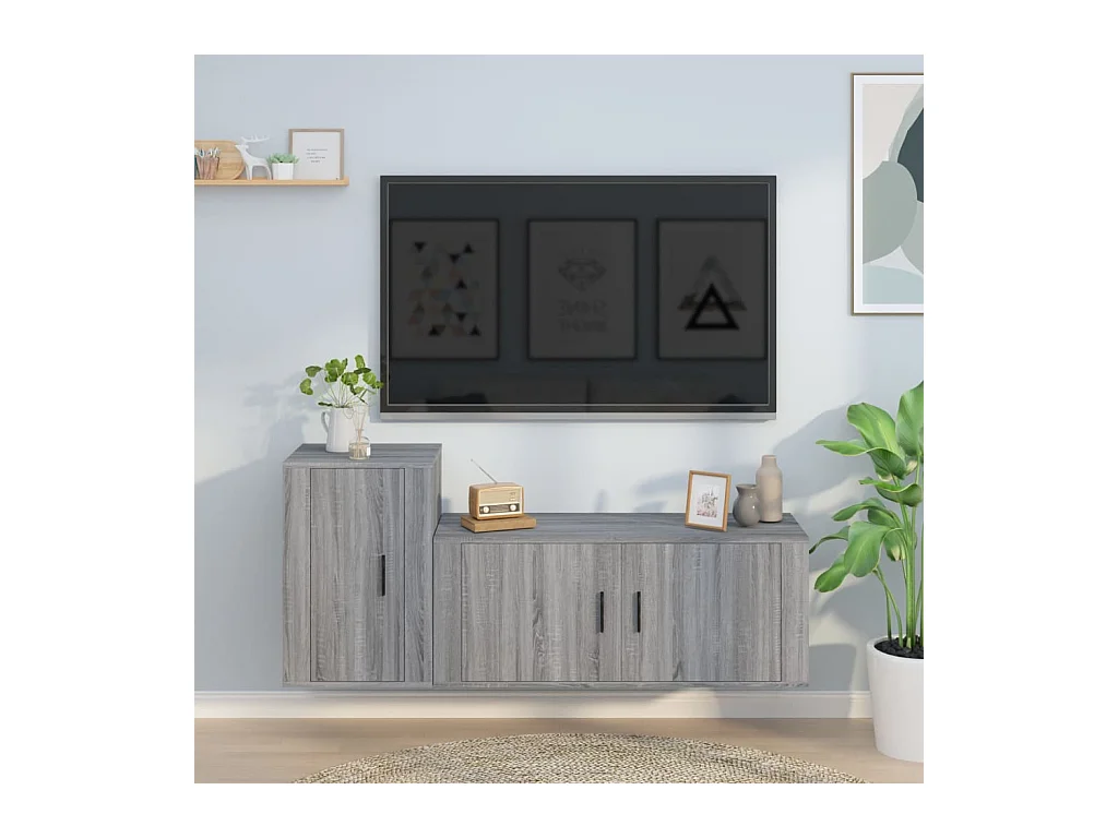 Sissel  Ensemble de meubles TV 2 pcs Sonoma gris Bois d'ingénierie
