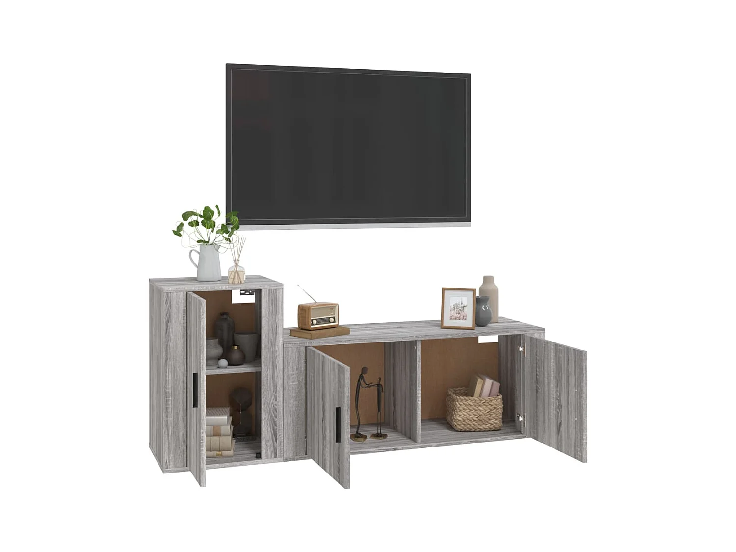 Sissel  Ensemble de meubles TV 2 pcs Sonoma gris Bois d'ingénierie